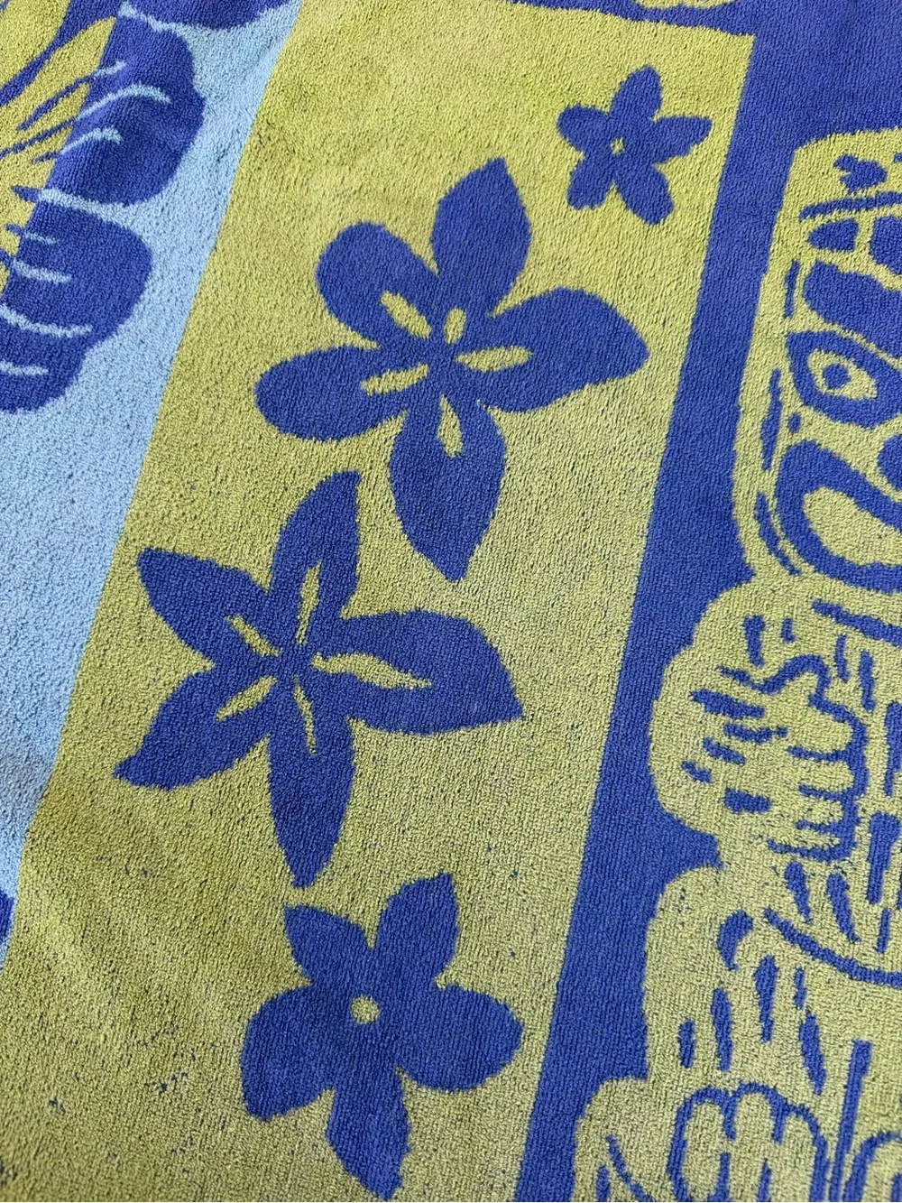 Kirkland Hawaiian Tiki Hibiscus Egyptian Cotton Lrg Beach Towel Blue Green 36x66